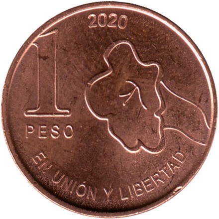 Монета 1 песо. 2020 год, Аргентина. Жакаранда. Серия "Деревья Аргентины".