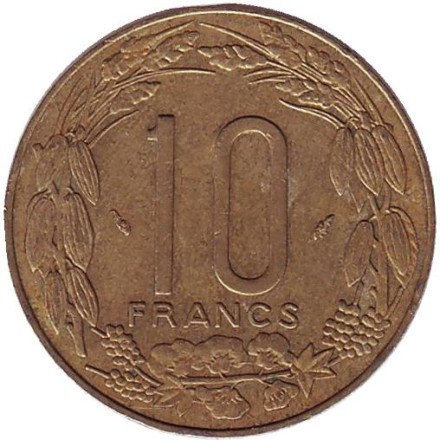 Монета 10 франков. 1982 год, Центральные Африканские Штаты. Африканские антилопы. (Западные канны). Монета 10 франков. 1982 год, Центральные Африканские Штаты. Африканские антилопы. (Западные канны).