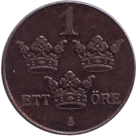 Монета 1 эре. 1949 год, Швеция.