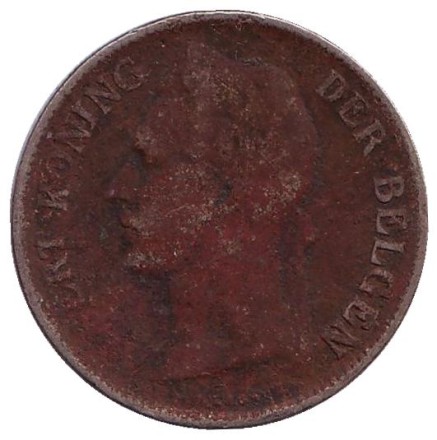 Монета 50 сантимов. 1922 год, Бельгийское Конго. (Der Belgen)