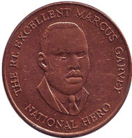 Монета 25 центов. 2003 год, Ямайка. Маркус Гарви - национальный герой.