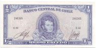 Банкнота 1/2 эскудо. 1962-1975 гг., Чили. Банкнота 1/2 эскудо. 1962-1975 гг., Чили.