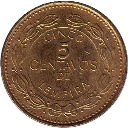 Монета 5 сентаво. 2005 год, Гондурас.