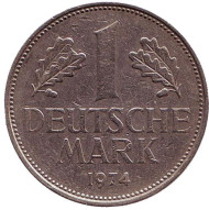 Монета 1 марка. 1974 год (G), ФРГ. Монета 1 марка. 1974 год (G), ФРГ.