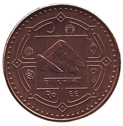 Монета 1 рупия. 2009 год, Непал. UNC. Монета 1 рупия. 2009 год, Непал. UNC.