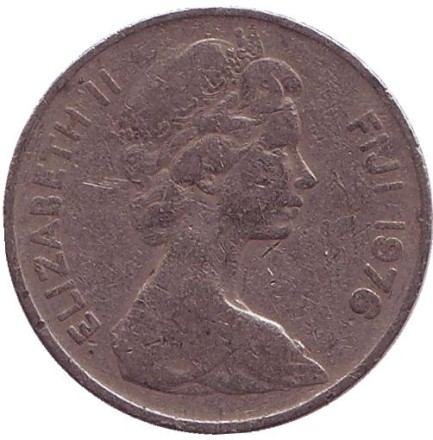 Монета 10 центов. 1976 год, Фиджи. Метательная дубинка - ула тава тава.