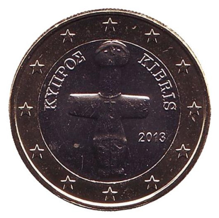 Монета 1 евро. 2013 год, Кипр.
