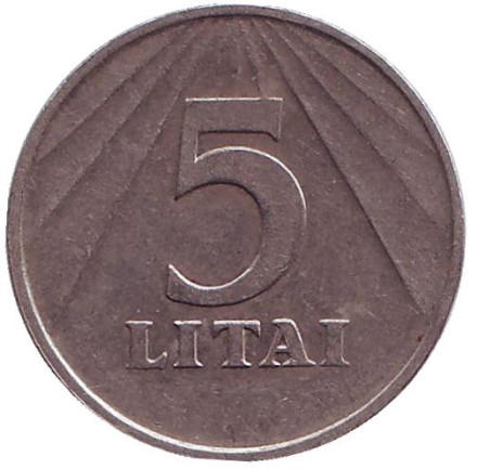 Монета 5 литов, 1991 год, Литва. Рыцарь.