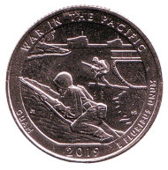 Монета 25 центов (D). 2019 год, США. Национальный монумент воинской доблести в Тихом океане. Парк № 48. Монета 25 центов (D). 2019 год, США. Национальный монумент воинской доблести в Тихом океане. Парк № 48.