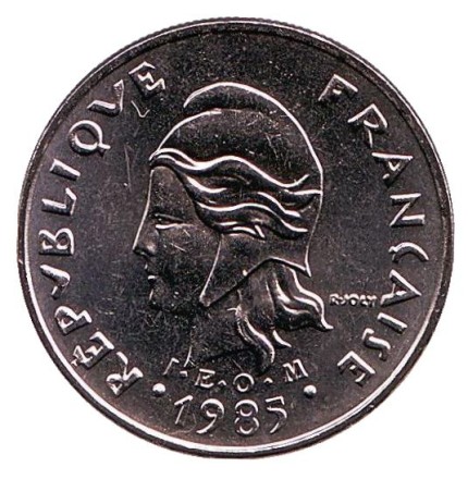 Монета 10 франков. 1985 год, Французская Полинезия. UNC.