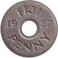Монета 1 пенни. 1957 год, Фиджи. Монета 1 пенни. 1957 год, Фиджи.