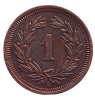 Монета 1 раппен. 1937 год, Швейцария. Монета 1 раппен. 1937 год, Швейцария.