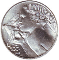 Монета 500 лир. 1973 год, Сан-Марино. Ребёнок с голубем. Монета 500 лир. 1973 год, Сан-Марино. Ребёнок с голубем.