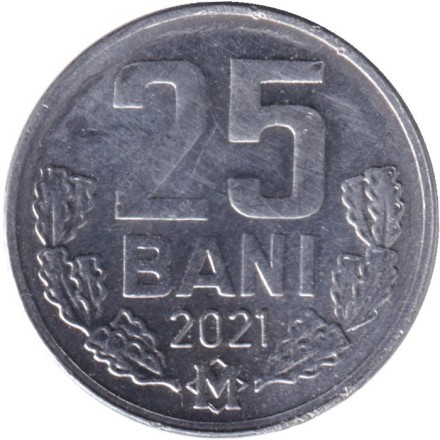Монета 25 бани. 2021 год, Молдавия.