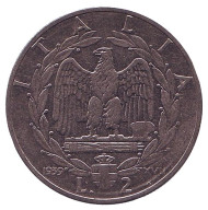 Монета 2 лиры. 1939 год, Италия. Магнитная. (XVII).