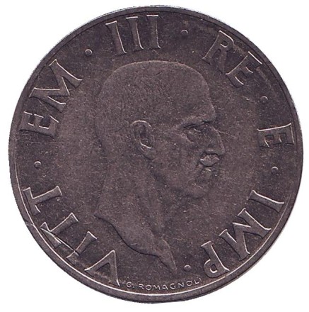 Монета 2 лиры. 1939 год, Италия. Магнитная. (XVII). Монета 2 лиры. 1939 год, Италия. Магнитная. (XVII).