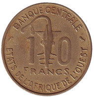 Монета 10 франков. 1970 год, Западные Африканские Штаты.