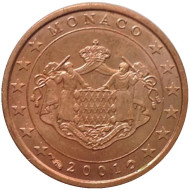 Монета 1 цент. 2001 год, Монако. Монета 1 цент. 2001 год, Монако.