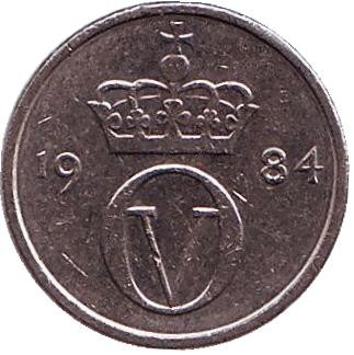Монета 10 эре. 1984 год, Норвегия. Монета 10 эре. 1984 год, Норвегия.