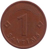 Монета 1 сантим. 1992 год, Латвия. Монета 1 сантим. 1992 год, Латвия.