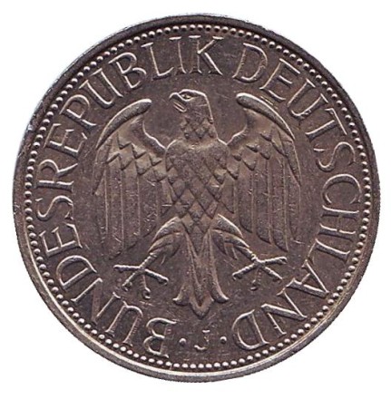 Монета 1 марка. 1985 год (J), ФРГ. Монета 1 марка. 1985 год (J), ФРГ.