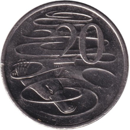 Монета 20 центов. 2021 год, Австралия. Утконос. Монета 20 центов. 2021 год, Австралия. Утконос.