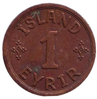 Монета 1 аурар. 1940 год, Исландия.