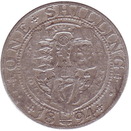 Монета 1 шиллинг. 1896 год, Великобритания. Королева Виктория.