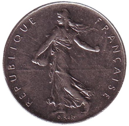 Монета 1 франк. 1976 год, Франция. Монета 1 франк. 1976 год, Франция.