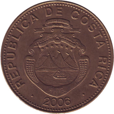 Монета 500 колонов. 2006 год, Коста-Рика.