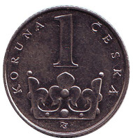 Монета 1 крона. 1997 год, Чехия. Монета 1 крона. 1997 год, Чехия.