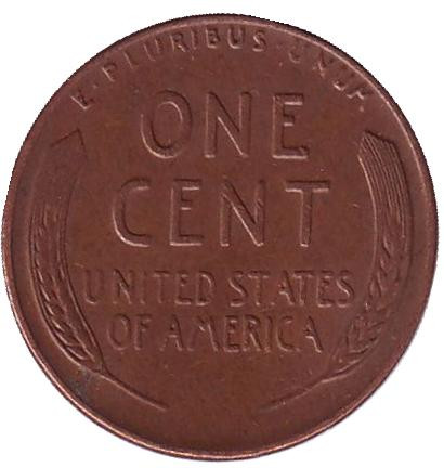 Монета 1 цент. 1956 год (P), США. Линкольн. Монета 1 цент. 1956 год (P), США. Линкольн.