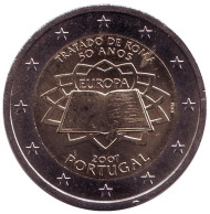 Монета 2 евро, 2007 год, Португалия. Римский договор. Монета 2 евро, 2007 год, Португалия. Римский договор.