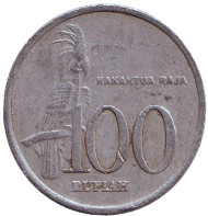 Монета 100 рупий. 2004 год, Индонезия. Пальмовый какаду. Монета 100 рупий. 2004 год, Индонезия. Пальмовый какаду.