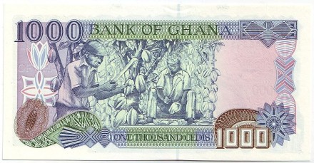 Банкнота 1000 седи. 2001 год, Гана. Банкнота 1000 седи. 2001 год, Гана.