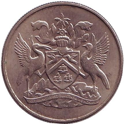 Монета 25 центов. 1972 год, Тринидад и Тобаго. Монета 25 центов. 1972 год, Тринидад и Тобаго.