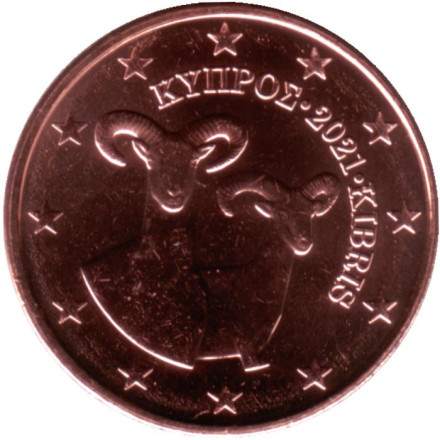 Монета 2 цента. 2021 год, Кипр.