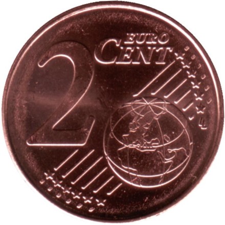 Монета 2 цента. 2021 год, Кипр. Монета 2 цента. 2021 год, Кипр.
