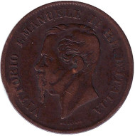 Монета 5 чентезимо. 1861 год, Италия. (N). Монета 5 чентезимо. 1861 год, Италия. (N).