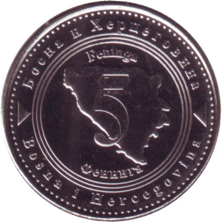 Монета 5 фенингов. 2021 год, Босния и Герцеговина.
