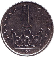 Монета 1 крона. 2007 год, Чехия. Монета 1 крона. 2007 год, Чехия.