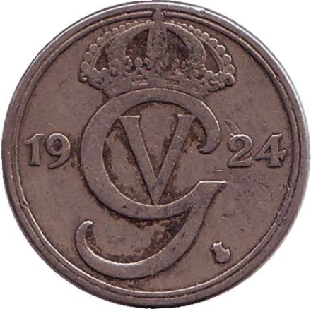 Монета 50 эре. 1924 год, Швеция.