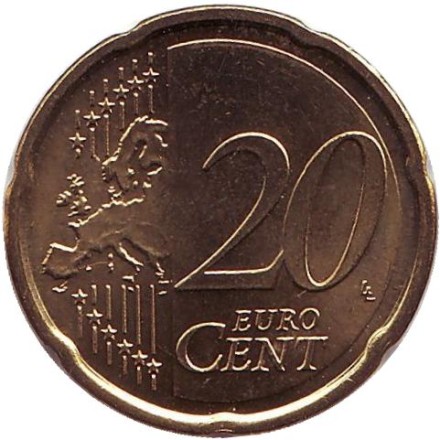 Монета 20 центов. 2010 год, Люксембург. Монета 20 центов. 2010 год, Люксембург.