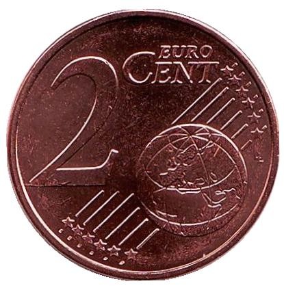 Монета 2 цента. 2008 год, Греция.