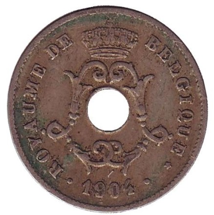 Монета 10 сантимов. 1904 год, Бельгия. (Belgique)