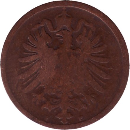 Монета 2 пфеннига. 1875 год (F), Германская империя. Монета 2 пфеннига. 1875 год (F), Германская империя.