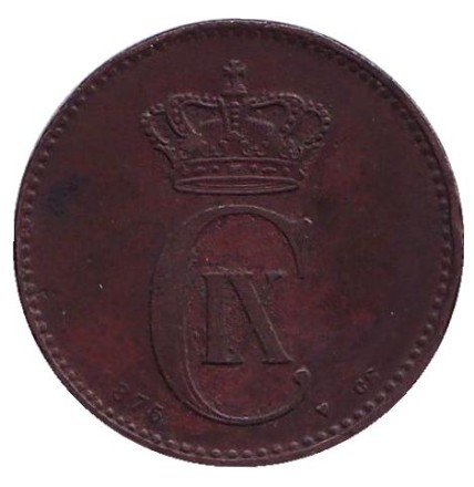 Монета 2 эре. 1875 год, Дания. Монета 2 эре. 1875 год, Дания.