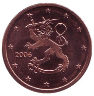 Монета 5 центов. 2006 год, Финляндия. Монета 5 центов. 2006 год, Финляндия.