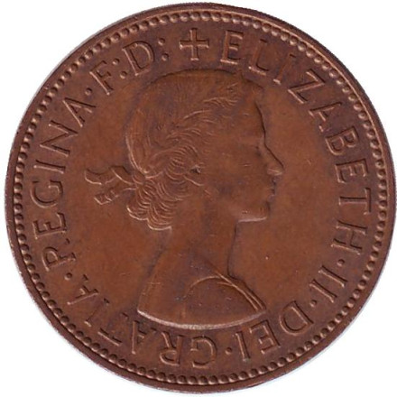 Монета 1/2 пенни. 1967 год, Великобритания. "Золотая лань". Монета 1/2 пенни. 1967 год, Великобритания. "Золотая лань".