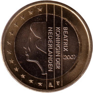 Монета 1 евро. 2007 год, Нидерланды.